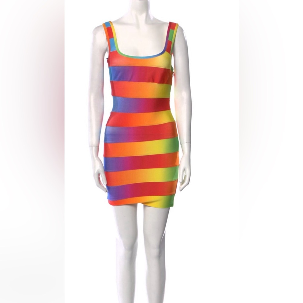 Herve Leger Multicolor Striped Dress